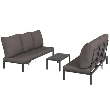 Three-Piece Aluminium Lounger Set, with Reclining Backs