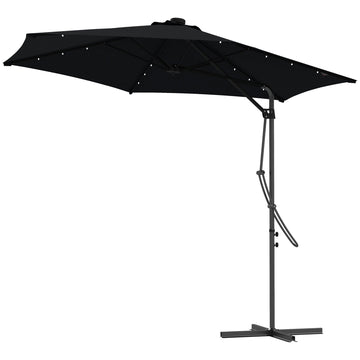 3(m) Solar LED Cantilever Parasol, Black
