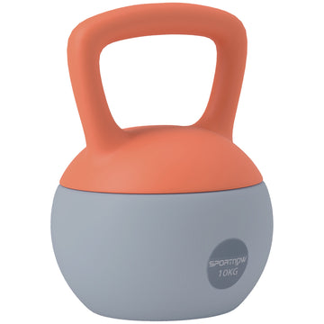 SPORTNOW 10KG Soft Kettlebell, Kettle Bell with Non-Slip Handle for Home Gym, Weight Lifting, Strength Training, Orange/Grey
