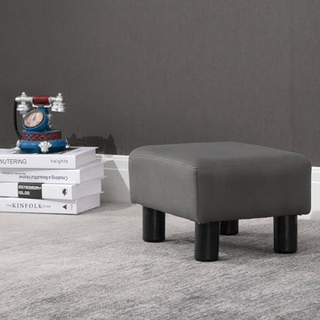 Microfiber Cloth Footstool, Small Foot Rest, Rectangle Sofa Stool for Bedroom Living Room, Grey