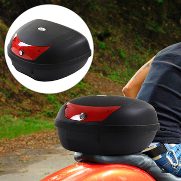 48L Motorcycle Trunk Travel Luggage Storage Box Motorbike Accessory Large Storage Space For 2 Half Helmet - Black