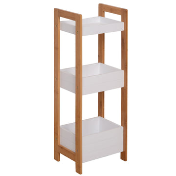 3-Tier Bathroom Rack Storage Shelf Bamboo Organiser Shower Tower for Narrow Place
