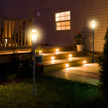 2 PCS 1.3M Garden Solar Lamp Post Lights Solar Powered LED Lantern Patio Pathway Walkway Outdoor Water-Resist Auto Switch 6 Hours Black