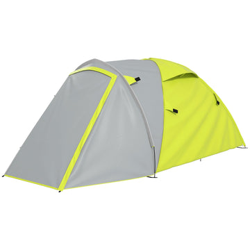 Two-Man Dome Tent, with Front Porch and Accessories - Yellow/Grey
