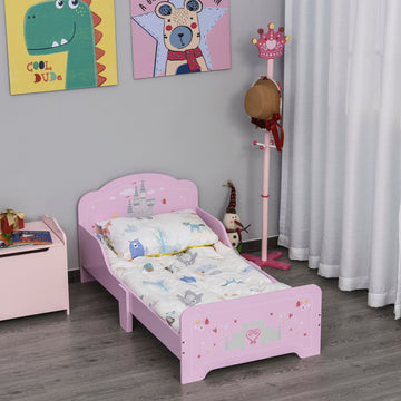 Kids Bed Princess Castle Theme w/ Side Rails Slats Home Furniture for 3 - 6 Yrs Pink 143 x 73 x 60 cm