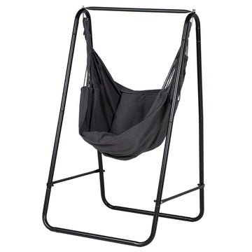 Hammock Chair with Stand, Hammock Swing Chair with Cushion, Dark Grey
