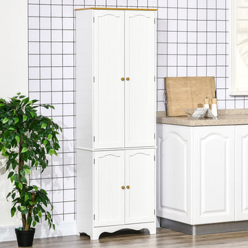 Freestanding 4-Door Kitchen Cupboard, Storage Cabinet Organizer with 4 Shelves, White