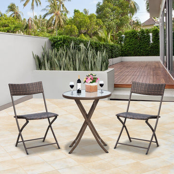 2 Seater Wicker Rattan Bistro Set-Brown