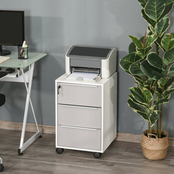Three-Drawer Locking Filing Cabinet - Grey/White