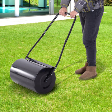 38L Heavy Duty Water or Sand Filled Garden Steel Lawn Roller Drum Φ50cm Black