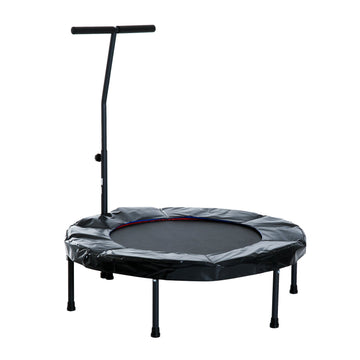 40'' Fitness Trampoline with Adjustable Handle, Rebounder Trampoline Mini Jumper for Indoor Exercise Workout, Support Up to 100kg, Black