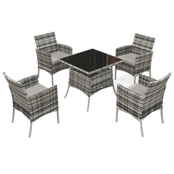 Five-Pieces Rattan Dining Set - Mixed Grey