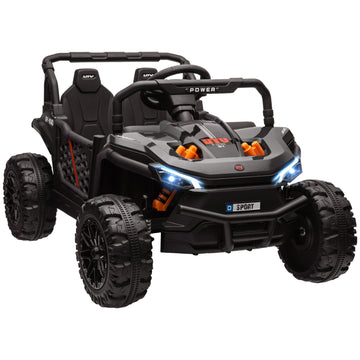 12V Battery Powered Ride on Truck w/ Remote, Four Suspension Wheels, Horn, Lights, Music, USB, for Ages 3-5 Years, Black