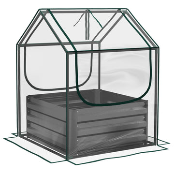 61 x 61cm Garden Planter Bed, with Cover - Grey