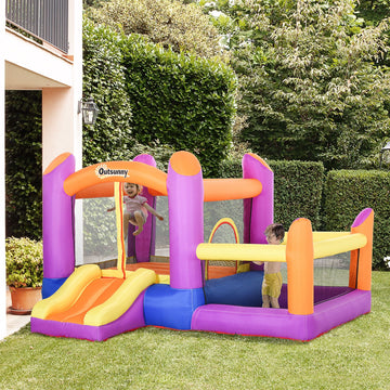 Kids Bouncy Castle House Inflatable Trampoline Slide Water Pool 3 in 1 with Blower for Kids Age 3-8 Multi-color 2.8 x 2.5 x 1.7m