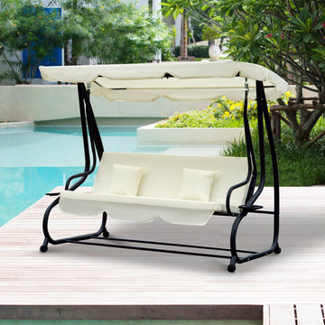 2-in-1 Swing Chair, 200Lx120Wx164H cm-Cream White