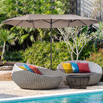 4.6m Double-Sided Patio Parasol Sun Umbrella-Tan