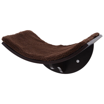 Wood Cat Shelves, Wall-Mounted Cat Shelter, Curved Kitten Bed Perch Climber Furniture 41 x 28 x 21cm Brown