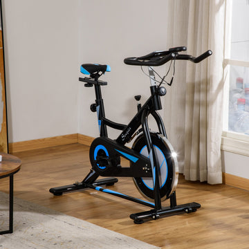 Stationary Exercise Bike, 8kg Flywheel Indoor Cycling Workout Fitness Bike, Adjustable Resistance Cardio Exercise Machine w/ LCD Monitor Pad and Phone Holder for Home, Gym, Office, Black