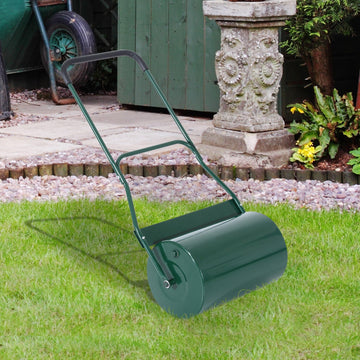 40L Lawn Roller Drum Scraper Bar Collapsible Handle Water or Sand Filled Φ32cm Green