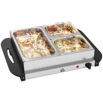 4.5L Stainless Steel Electric Buffet Server, with 3x Trays and Lids