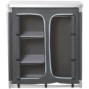 Aluminum Camping Cupboard, Camping Kitchen Station Cook Table with 3-Shelf, Storage Organiser for BBQ Party Picnic