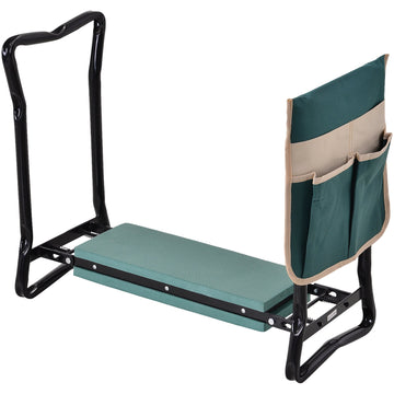 Steel Frame Padded Garden Kneeler, with Tool Bag - Green