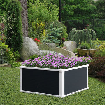 96L Raised Garden Bed, Weather-resistant PP Planter Box Containers for Outdoor Patio Plant Flower Vegetable, 60 x 60 x 30 cm