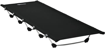 Lightweight Camping Bed, Aluminium Portable Camp Cot w/ Strong Support 150kg and Carry Bag for Camping, Black