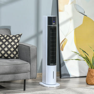 Portable Air Cooler, 3L Tank Evaporative Ice Cooling Tower Fan with 3 Modes, 3 Speeds, Remote, Timer, 60° Oscillating, Portable Swamp Cooler for Home Bedroom, White