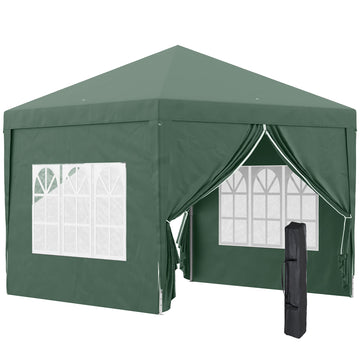 3 x 3m Pop Up Gazebo, Wedding Party Canopy Tent Marquee with Carry Bag and Windows, Green