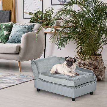 Pet Sofa Chair, with Storage, Cushion, for Small Dogs, Cats - Light Grey