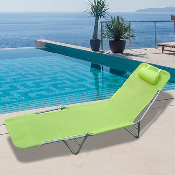 Single Folding Sun Lounger - Green