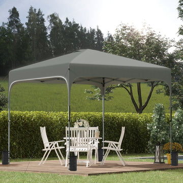 3 x 3(M) Pop Up Gazebo, UPF 50+ Foldable Canopy Tent with Wheeled Carrybag, 4 Leg Weight Bags, Height Adjustable Marquee Shelter 1 person easy setup for Outdoor Garden Patio Party, Dark Grey