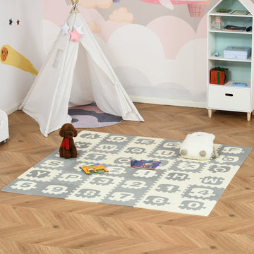 36Pcs Foldable Baby Foam Play Mat for Kids EVA Soft Jigsaw Floor Tiles Toddler Educational with Alphabet and Numbers Anti-Slip Crawling Learning 31.5 x 31.5