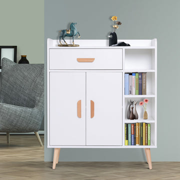 Sideboard, Side Cabinet, Floor Cupboard with Storage Drawer for Hallway, Kitchen, Bedroom, Living Room, White