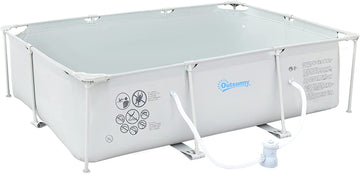Steel Frame Pool with Filter Pump, Filter Cartridge, Reinforced Sidewalls Rust Resistant Above Ground Swimming Pool 292 x 190 x 75cm, Grey