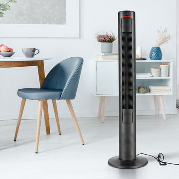 46" Oscillating Tower Fan with Remote Control, 12H Timer, 3 Speed, 4 Modes, Quiet Cooling Fans, Electric Floor Standing Fan for Home Bedroom Office, Black
