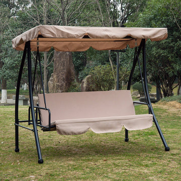 3-Seater Swing Chair, Steel, Polyester-Beige