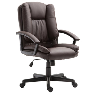 Office Chair, Computer Desk Chair, Mid Back Executive Chair with Adjustable Height and Swivel Rolling Wheels for Home Study, Brown