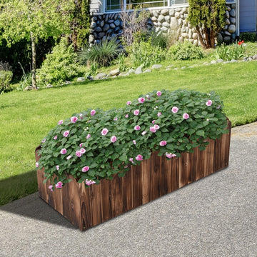109L Raised Garden Bed, Wooden Rectangle Planter Box, Outdoor Herb Vegetable Flower Pot (100L x 40W x 30H cm)