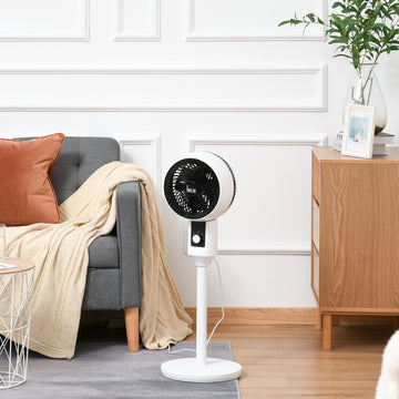 9'' Air Circulator Fan 3 Speed, 70° Oscillation 90° Vertical Tilt, Carry Handle, Pedestal Fan, Pedestal Fan for Living Room, Bedroom, Office, White and Black