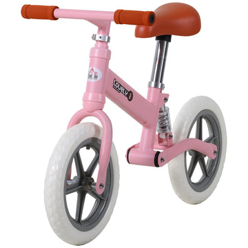 12" Kids Balance Bike No Pedal Bicycle EVA Tire Adjustable Seat Toddler Training Bike W/ Shock Absorber 2 - 5 Years Gift for Boys Girls Pink