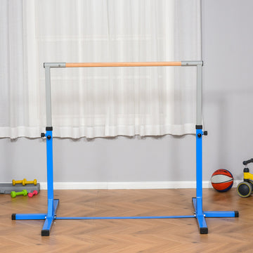 Height Adjustable Gymnastics Horizontal Bar for Kids, Children Junior Kip High Bar Fitness, Blue