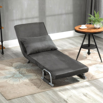 4-in-1 Faux Suede Chair Bed - Grey