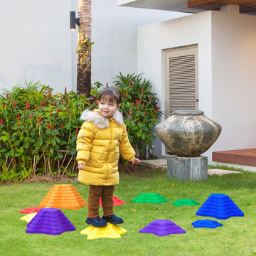 11-Piece Balance Stepping Stones for Kids Starfish Style Non-slip Obstacle Course Stackable Balance Blocks Garden Toys Encourage Toddler Balance Indoor Outdoor - Multicoloured