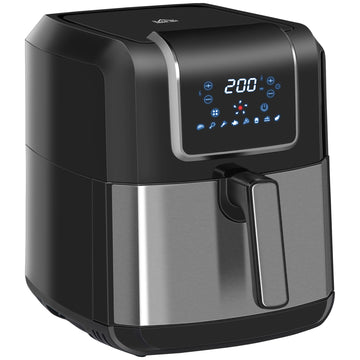 6.5L Single Basket Air Fryer, 80-200°C Temperature, Black and Gold Tone