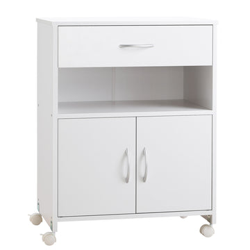 Printer Stand Mobile Printer Cabinet with Storage, Open Shelf, Drawer for Home Office, 60cm x 39cm x 80cm, White