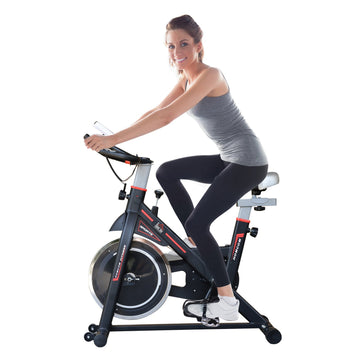 Exercise Bike, Indoor Cycling, with LCD Display, Heart Rate, Sensor - Black
