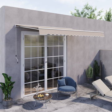 3.5Lx2.5M Retractable Manual/Electric Awning-Cream White/White